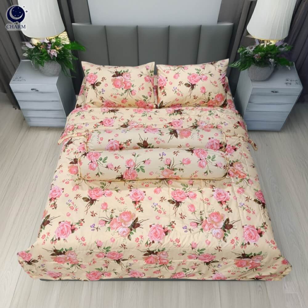 ชุดผ้าปูที่นอน 5 ฟุต 6 ชิ้น CHARM รุ่น CLASSIC ลาย CLASSIC ROSE_2